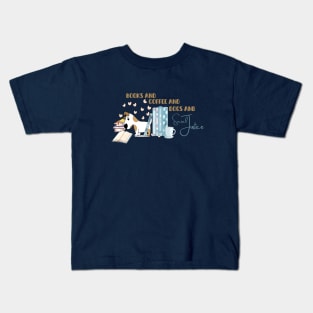 Books and coffee and dogs and social justice Kids T-Shirt